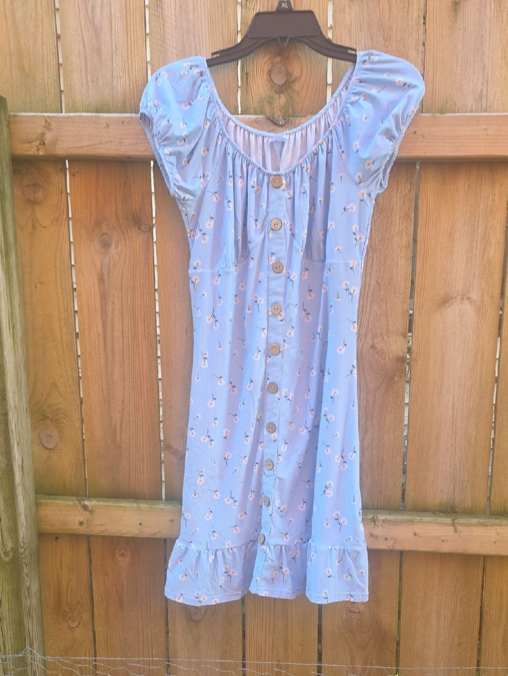 No Boundaries Light Blue Floral Button-Front Dress